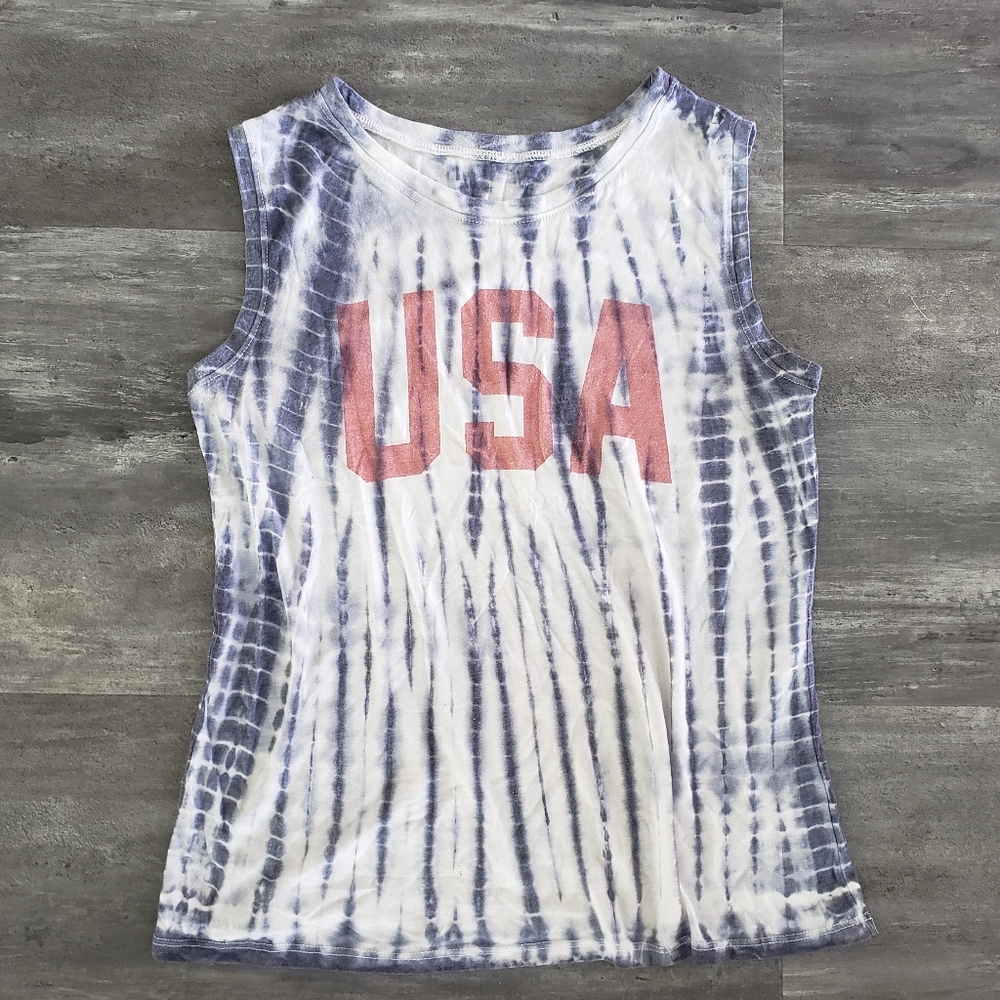 Red White Blue USA Tie Dye Tank